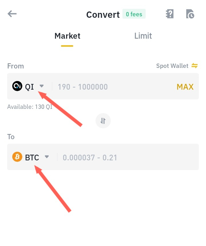 Binance Convert screen on Android