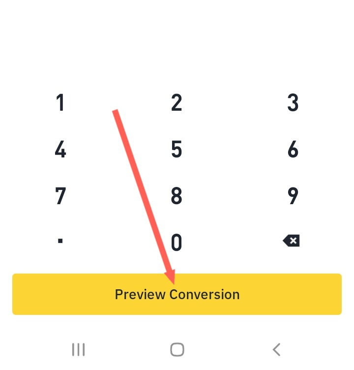 Binance Convert Preview Button on Android