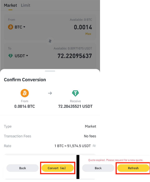 Binance Lite Confirm Conversion iOS App