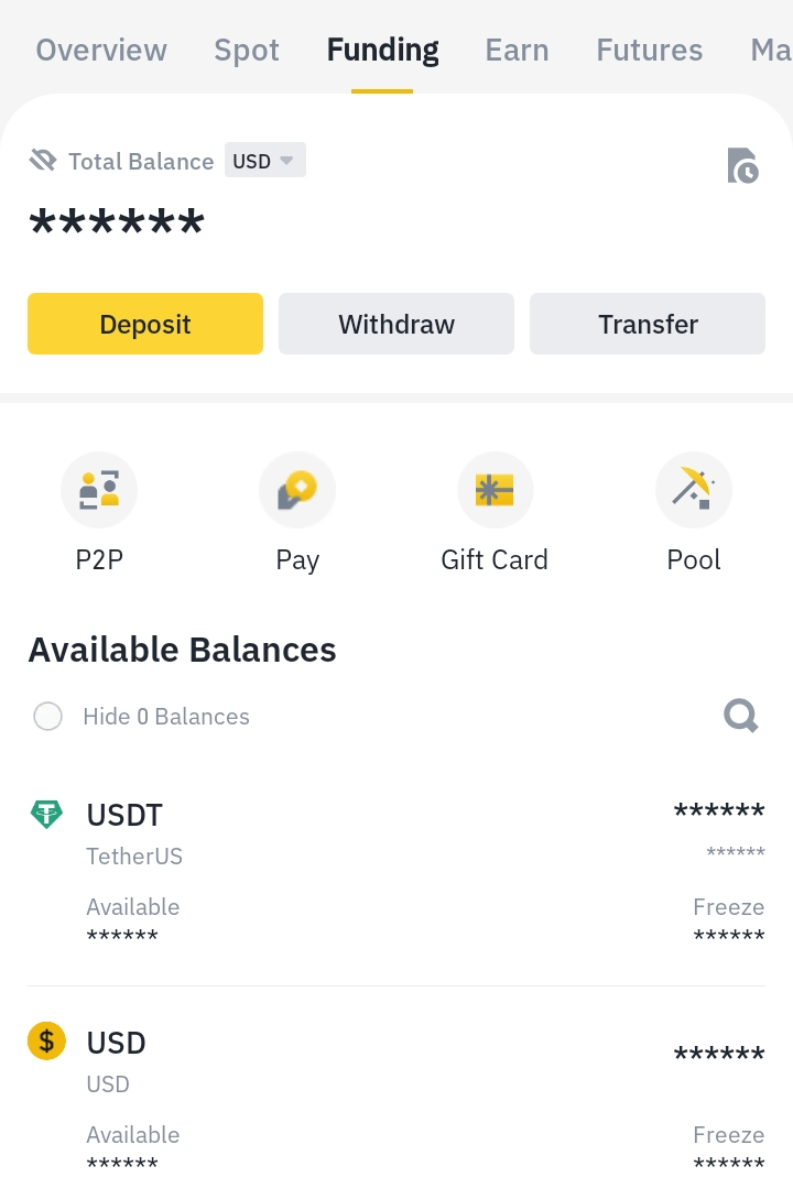 Binance Funding wallet Android