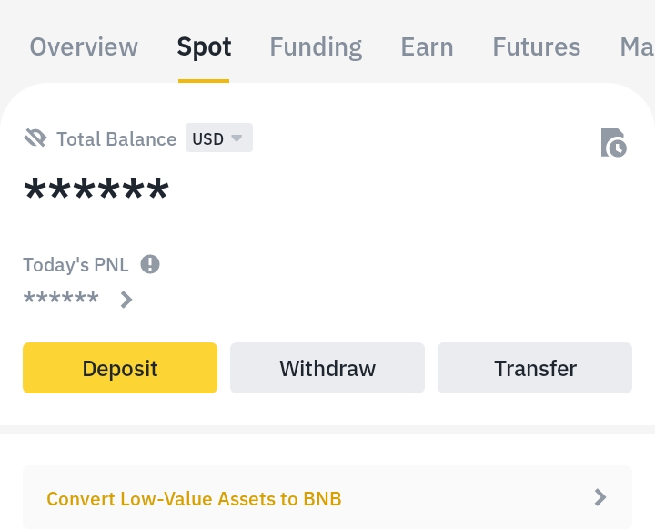 Binance Spot wallet Android